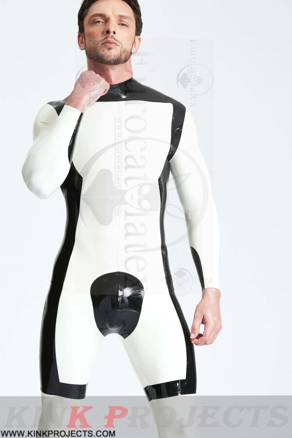 eurocat latex Male 'White Knight' Back Zip Catsuit