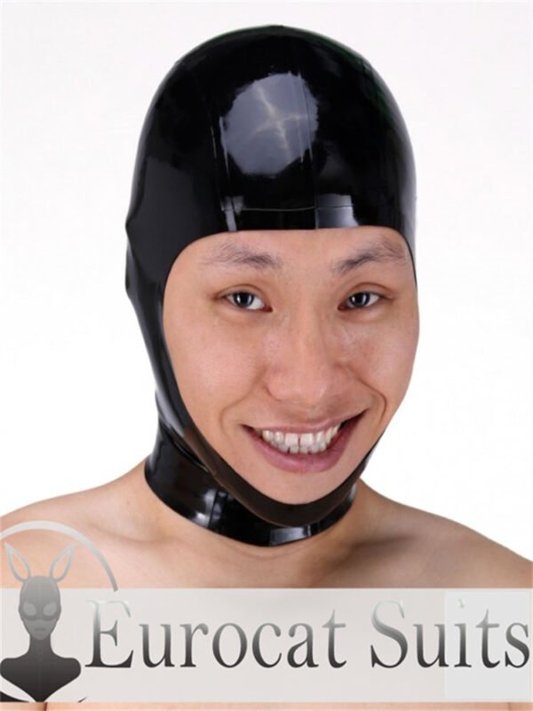 eurocat Male Latex Hood Rubber Fetish Wear Cosplay catsuits  MASK OPEN