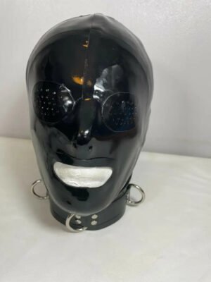 Latex Pin hole Eyes Open Mouth Hood