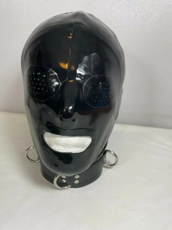 Latex Pin hole Eyes Open Mouth Hood