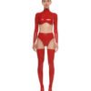 latex Top Red  back zipper front tank