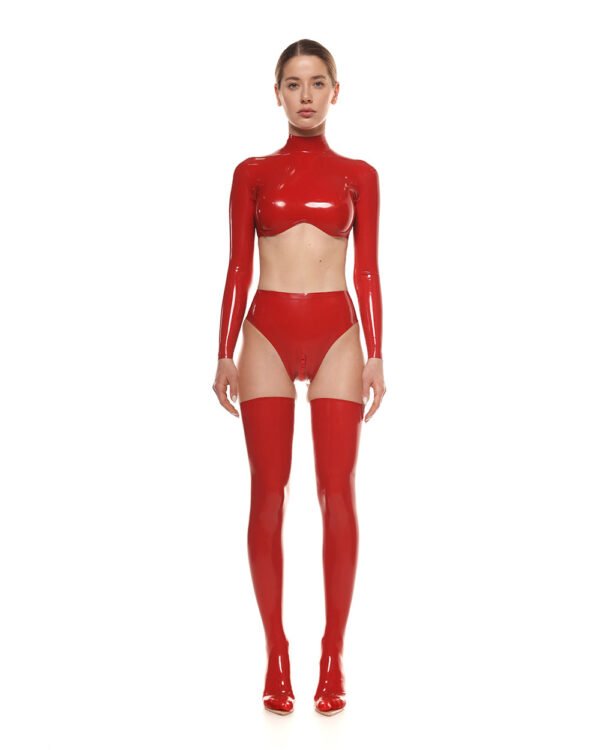 latex Top Red  back zipper front tank