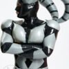 Latex Sexy Male Inflatable Suit adjustable strap main color Black MetallicSilver