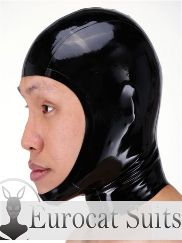eurocat Male Latex Hood Rubber Fetish Wear Cosplay catsuits  MASK OPEN
