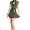 Latex Green Army Style Dress & Beret