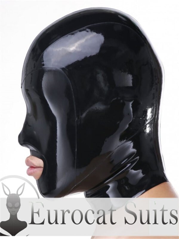 eurocat Male Latex Hood Rubber Fetish Wear Cosplay catsuits MASK  LASER PERFORATE