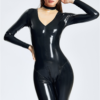 latex See-through Chest V-Neck Catsuit