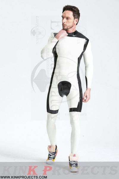 eurocat latex Male 'White Knight' Back Zip Catsuit