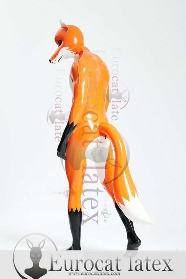 eurocatlatex Male 'Fox Trotter' Shoulder-Zipper Catsuit With Inflatable Tail