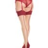 Red Cuban Heel Back Seam Stockings