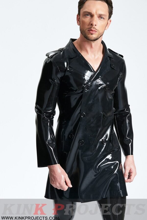 eurocat latex Male Double-Breasted Three-Quarter Trench Coat