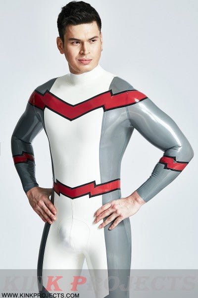 eurocat latex Male 'Firebolt' Back Zipper Catsuit