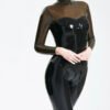 Black women latex suit custommade transparent