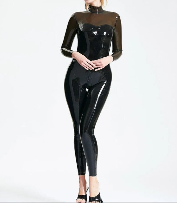 Black women latex suit custommade transparent