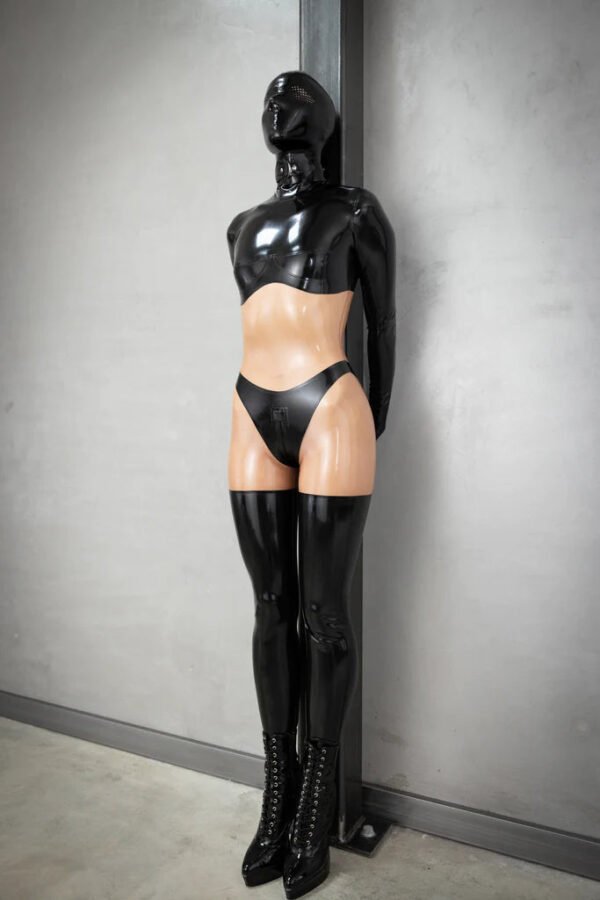 Black Bicolor Latex Catsuit