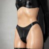 Black Bicolor Latex Catsuit