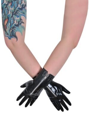 Latex Zipped Short Gloves
