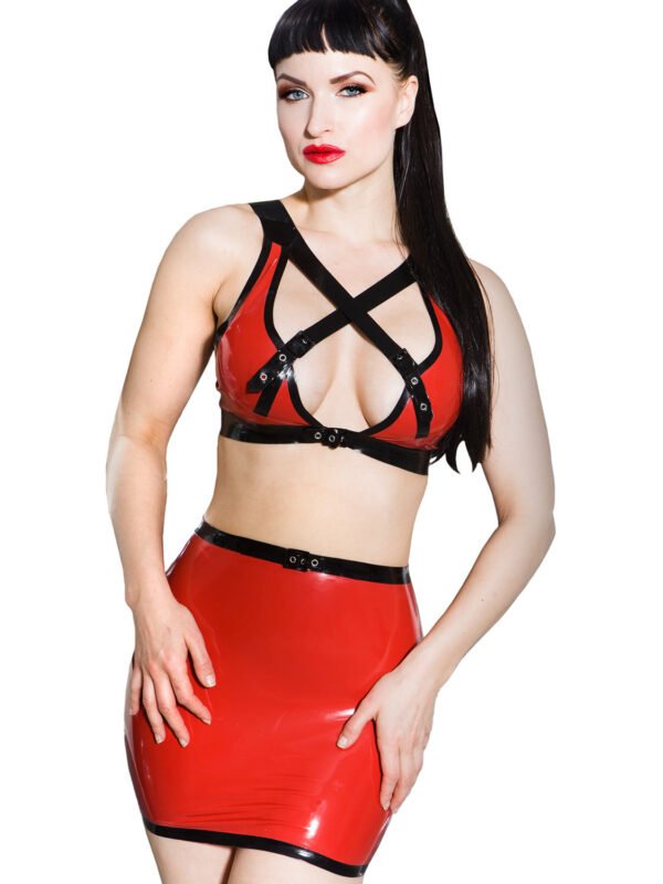 Red & Black Latex Penelope Skirt handmade