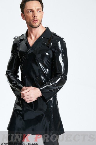 eurocat latex Male Double-Breasted Three-Quarter Trench Coat