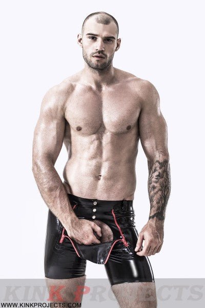 eurocat latex Male Front Double Zip Shorts