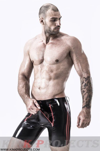 eurocat latex Male Front Double Zip Shorts
