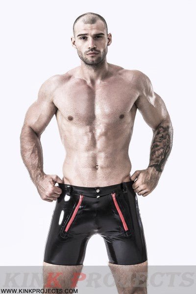 eurocat latex Male Front Double Zip Shorts
