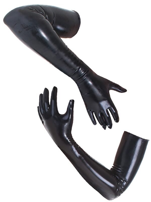 Shoulder Length Latex Gloves- Moulded & Black