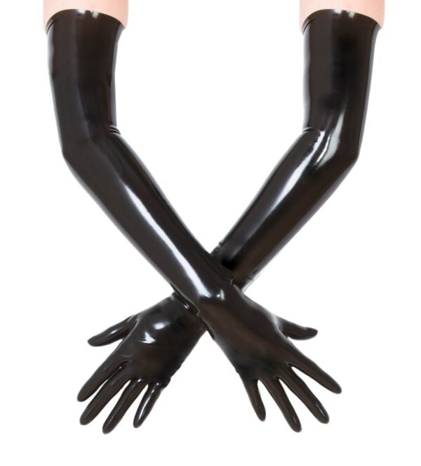 Shoulder Length Latex Gloves- Moulded & Black