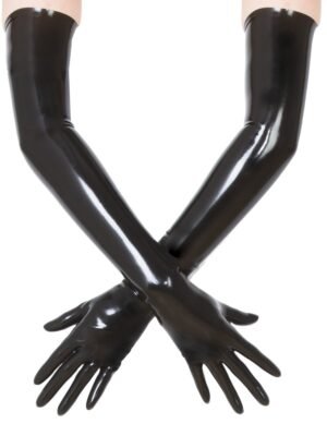 Shoulder Length Latex Gloves- Moulded & Black