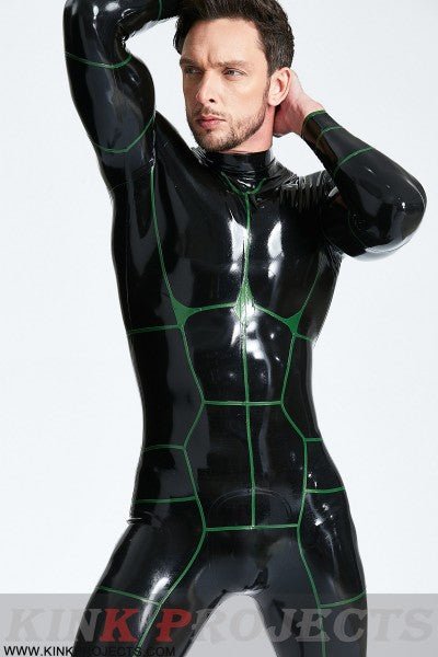 eurocat latex 'Hexagonal' Back Zip rubber Catsuit