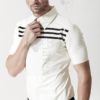 eurocat latex Male Triple Stripes Short-Sleeved Casual Shirt
