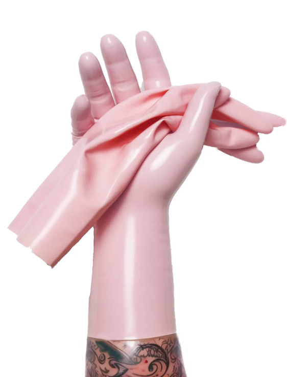 Baby Pink Classic Short Molded Latex Gloves