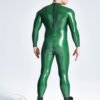 Latex Sexy Male Inflated Boobs Catsuit main color is Metallic Green