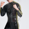 eurocat latex Male 'Triple-Striper' Shoulder-Zipper Catsuit