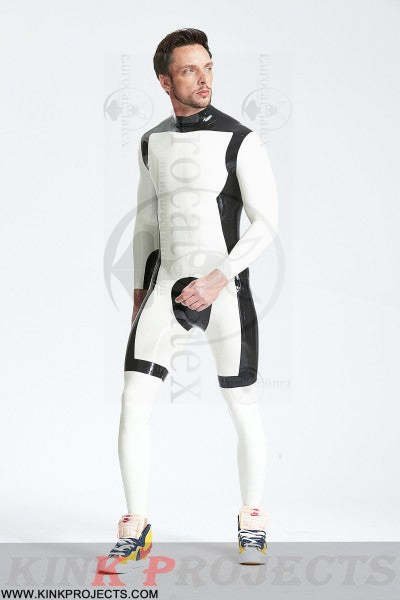 eurocat latex Male 'White Knight' Back Zip Catsuit