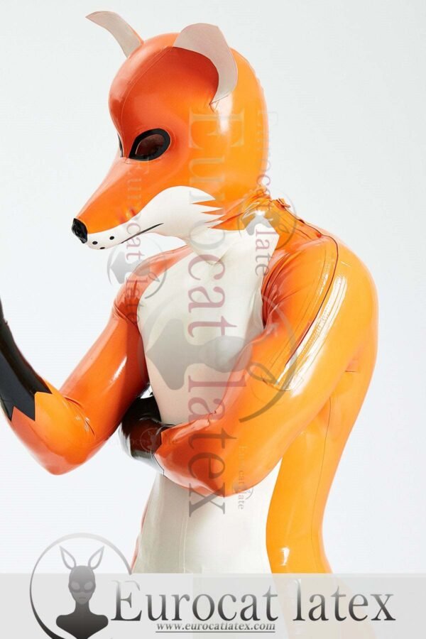 eurocatlatex Male 'Fox Trotter' Shoulder-Zipper Catsuit With Inflatable Tail