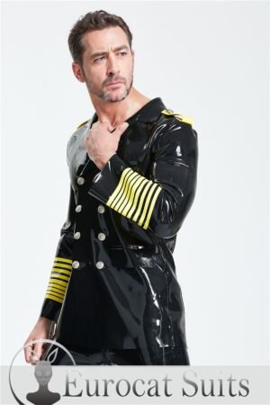 eurocat latex Male Military Style Double-Breasted Short Coat
