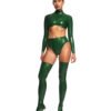 latex handmade Top Green back zipper front tank
