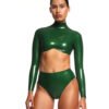 latex handmade Top Green back zipper front tank