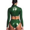 latex handmade Top Green back zipper front tank