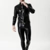 eurocat latex Male Front Zip Motorcycle Jacket
