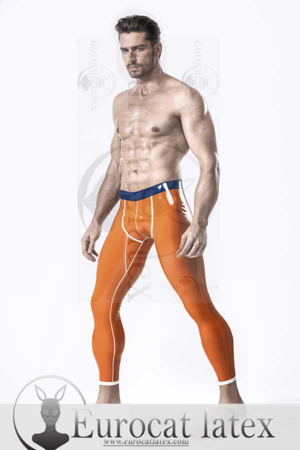 latex Male Orange Delight Leggings handmade