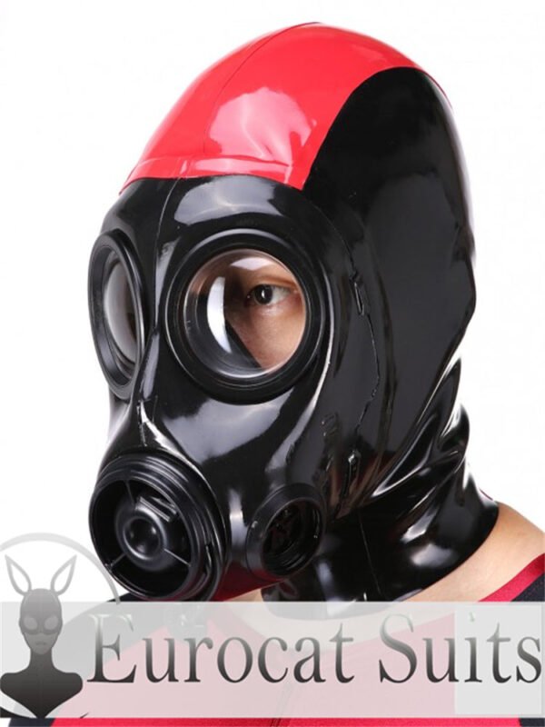 eurocat Male Latex Hood Rubber Fetish Wear Cosplay catsuits GASMASK