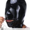 eurocat  Latex Hood Rubber Fetish Wear Cosplay catsuits MASK MOUTH ZIP