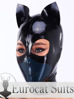 eurocat  Latex Hood Rubber Fetish Wear Cosplay catsuits  MASK