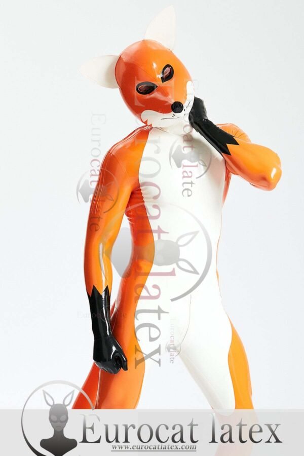 eurocatlatex Male 'Fox Trotter' Shoulder-Zipper Catsuit With Inflatable Tail