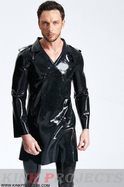 eurocat latex Male Double-Breasted Three-Quarter Trench Coat