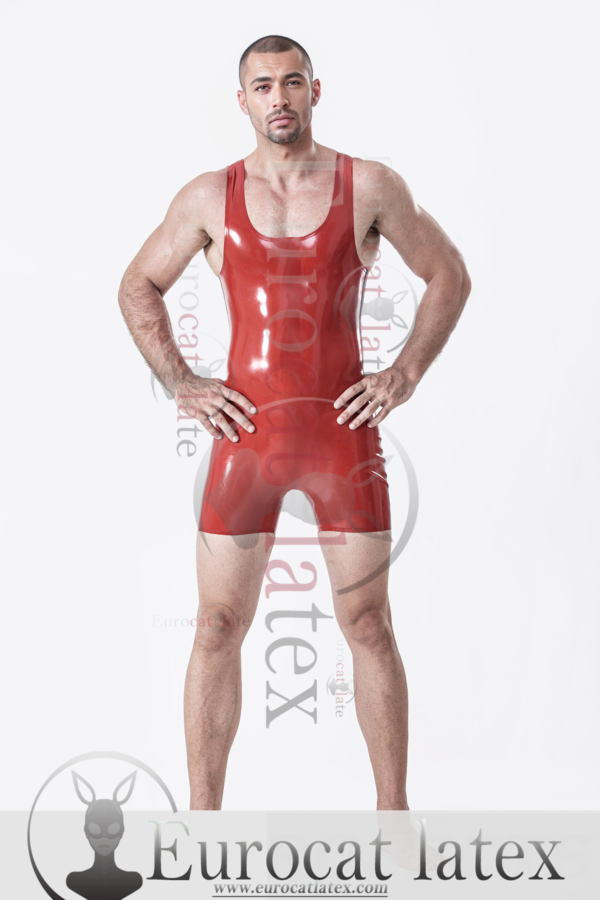 latex Male Zipperless Short Leg Singlet Suit