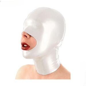 Latex Mask Hood Half Cover Eye Face with Zipper Handmade for Party Bodysuit