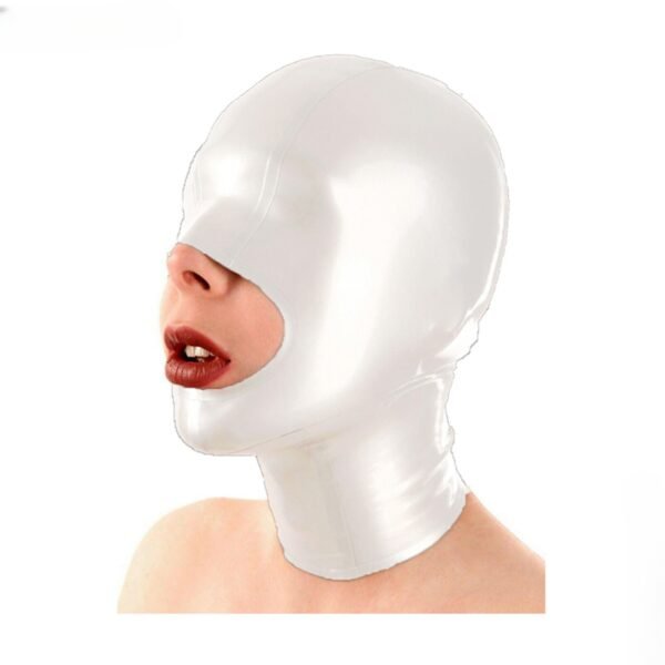 Latex Mask Hood Half Cover Eye Face with Zipper Handmade for Party Bodysuit
